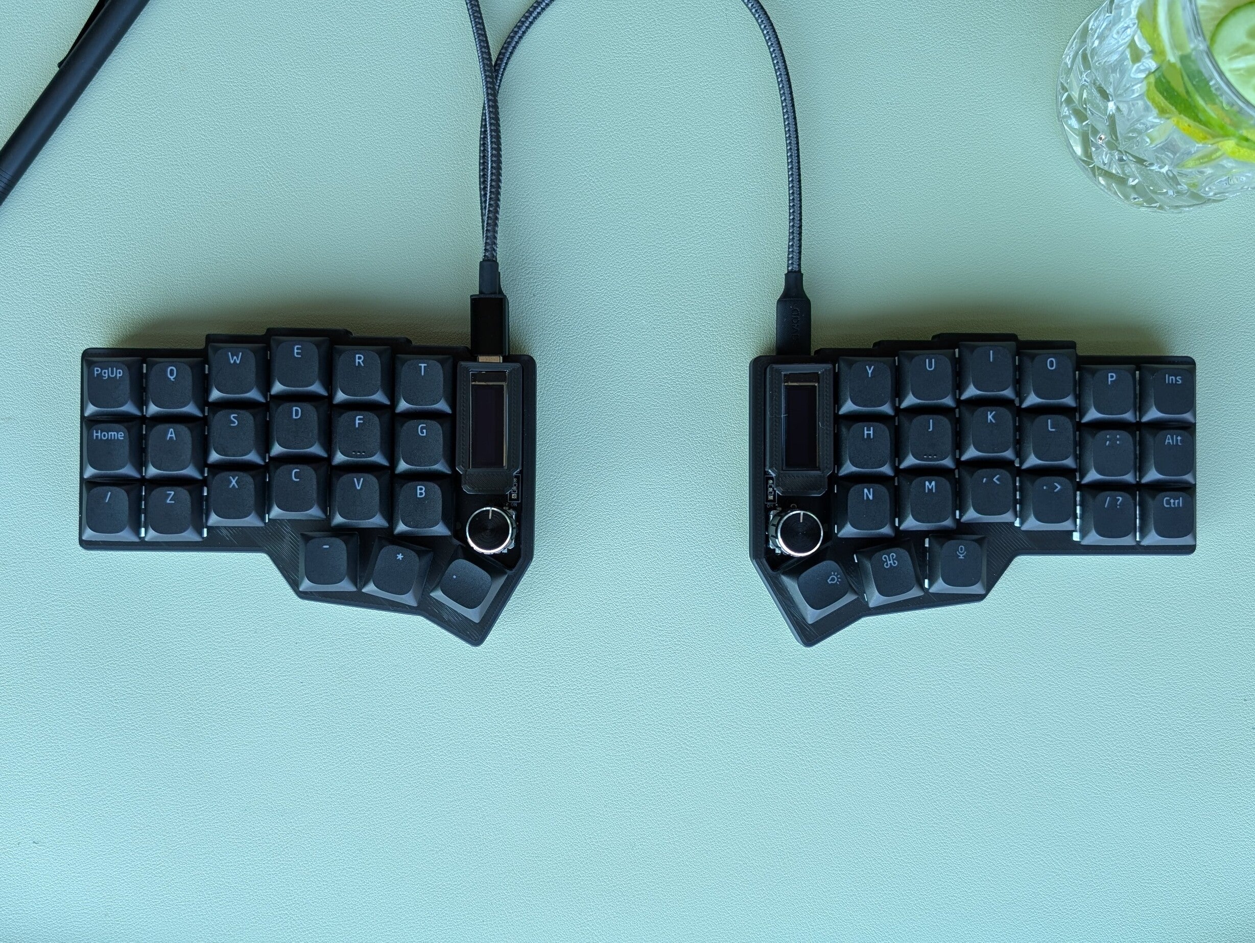 mechanical ergonomic split keyboard top down view